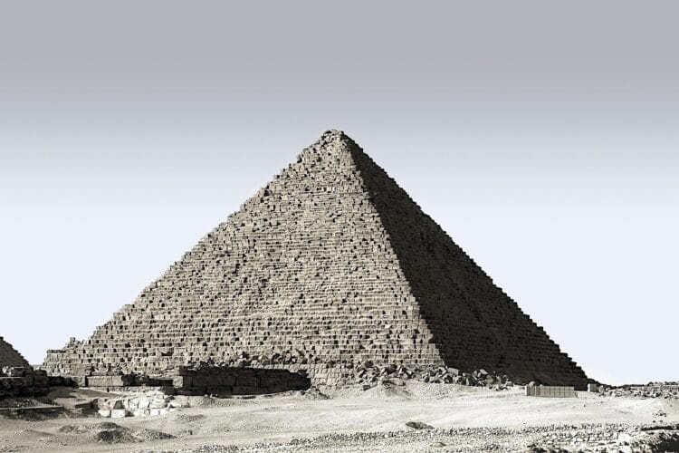 pyramid, giza, egypt, royal tomb, egyptian, nature, desert, cairo, black and white