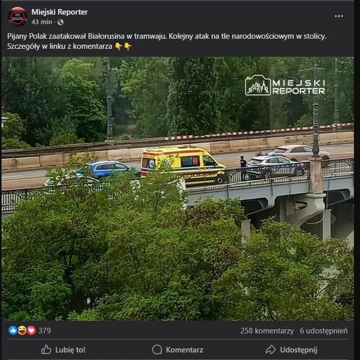 Pijany Polak zaatakował Białorusina w tramwaju: wynoś się na Ukrainę