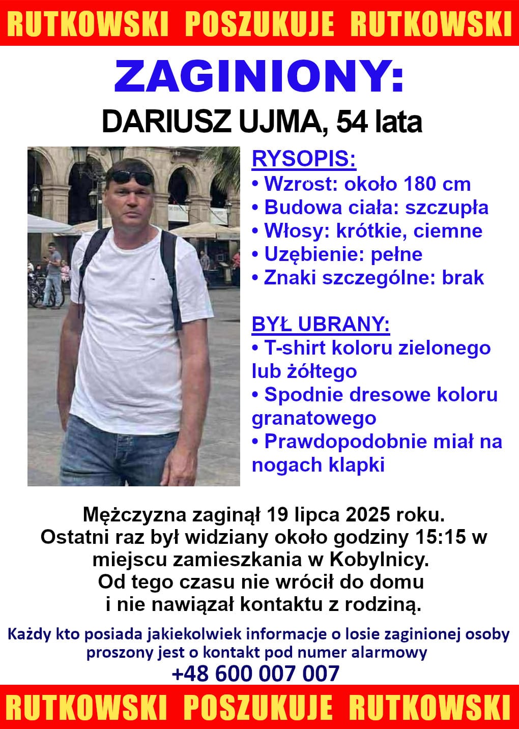 Zagioniony Dariusz Ujma lat 47