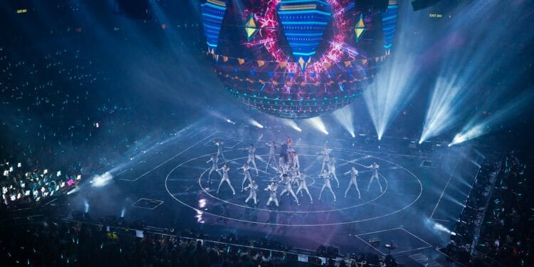 people watching concert during night time