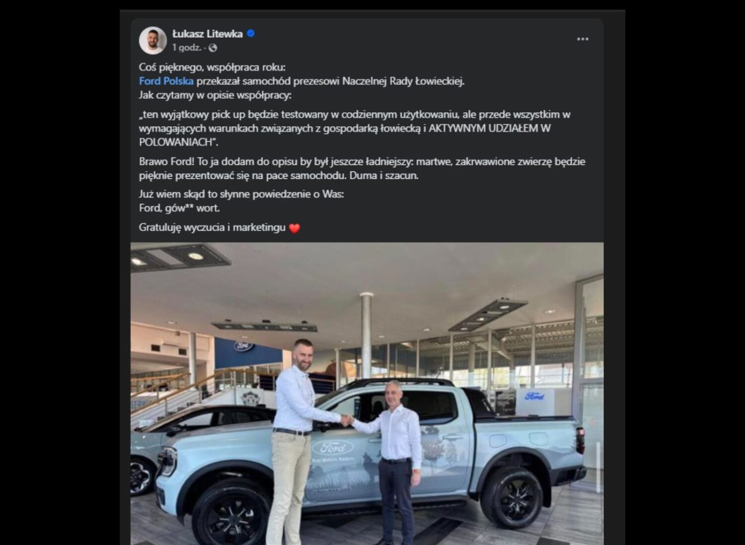 Polowanie na wizerunek Litewka komentuje współpracę Ford Polska i Możdżonka