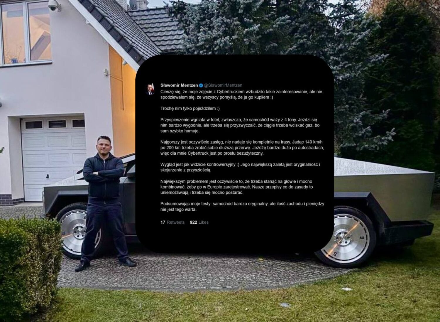 Sławomir Mentzen testuje Teslę Cybertruck - futurystyczny wygląd, realne problemy