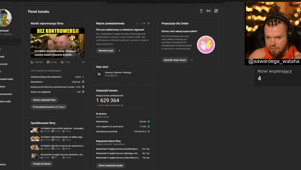 Sylwester Wardęga niechcący ujawnił swoje zarobki z YouTube