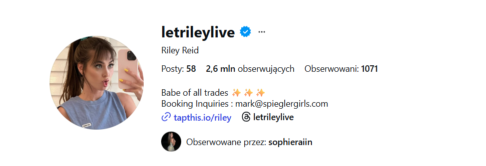 Aktorka filmów dla dorosłych Riley Reid czuła się obrzydliwa, bo chłopak nie chciał jej pocałować po pracy na planie