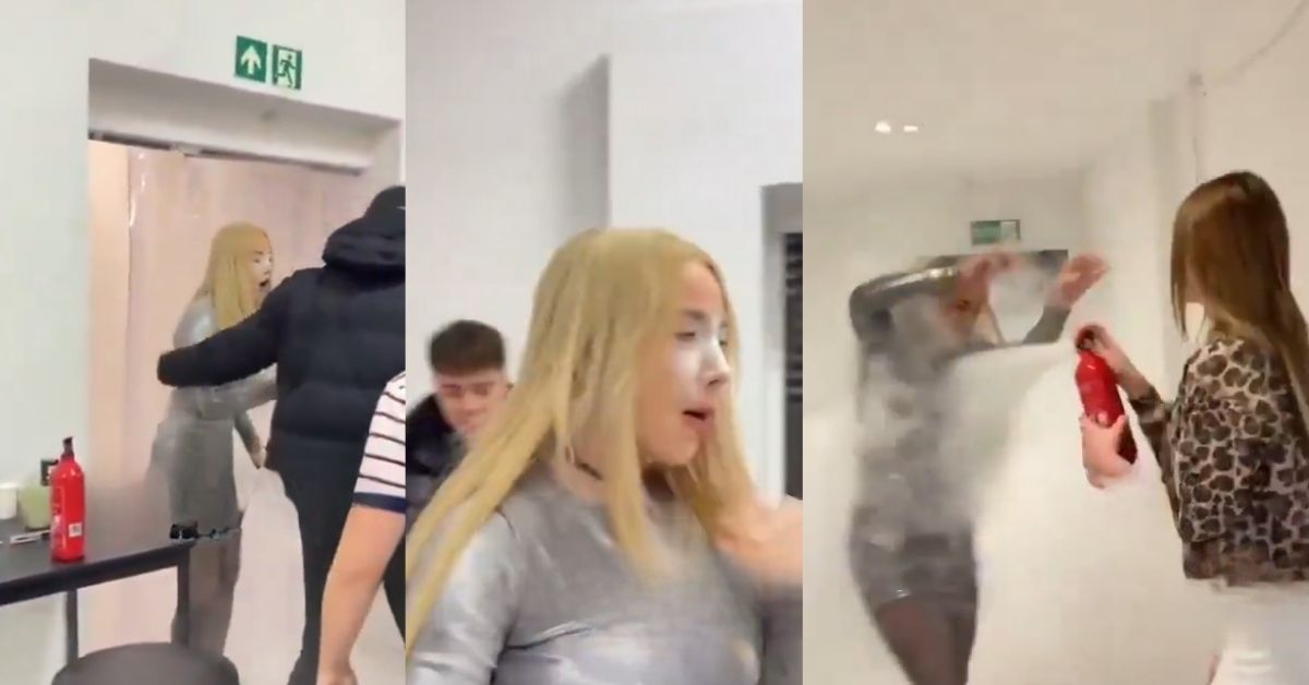 Karma w akcji: Marianna Schreiber zgaszona gaśnicą przed konferencją PRIME MMA Marianna Schreiber Lasuczita gaśnica