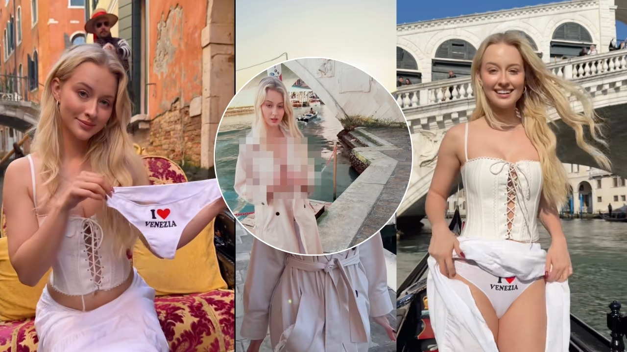 Polka z niebieskiej platformy zrobiła to w Wenecji [FILM] Lena Polanski venice