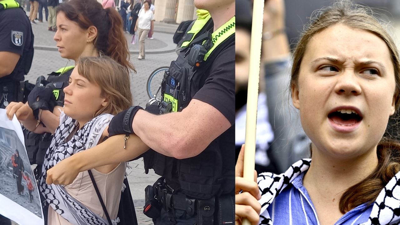 Greta Thunberg stuck to the sidewalk. Shocking protest in Berlin